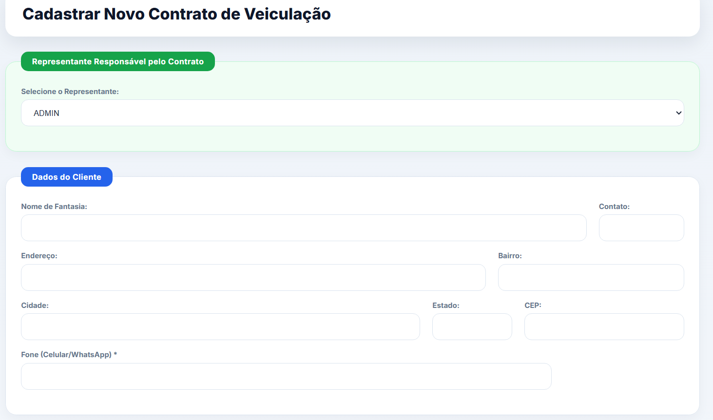 Cadastro do Cliente