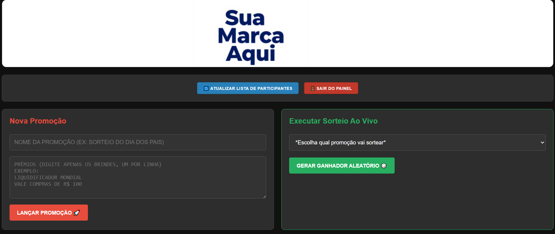 Lançamento de Promoções e Sorteio Rápido
